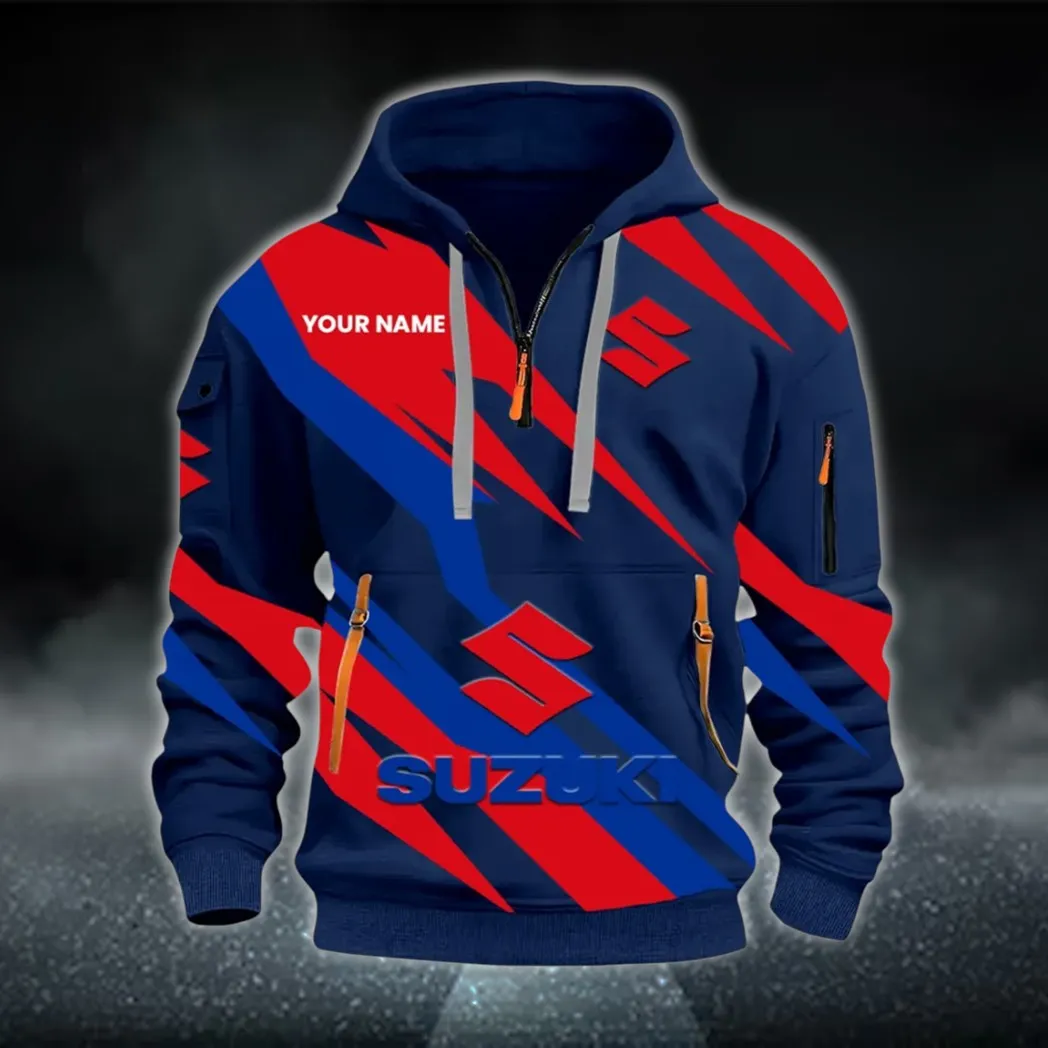 Racing Motor Hoodie Half Zip 3D Print, Everyday Casual Hoodie CAR514100925130
