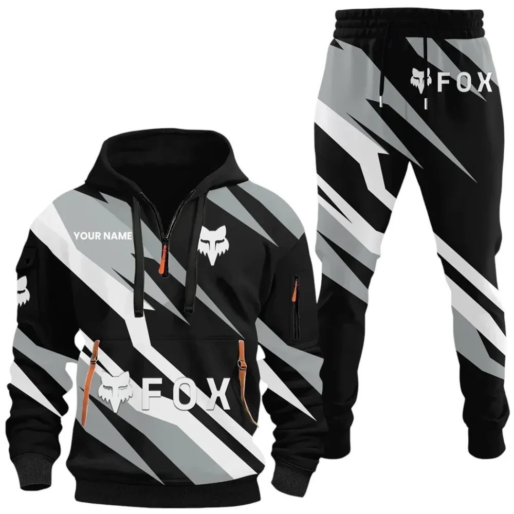 Racing Car Hoodie Half Zip x Sweatpants Set, Custom 3D Automotive Tracksuit Set CAR514100925134 - Image 2