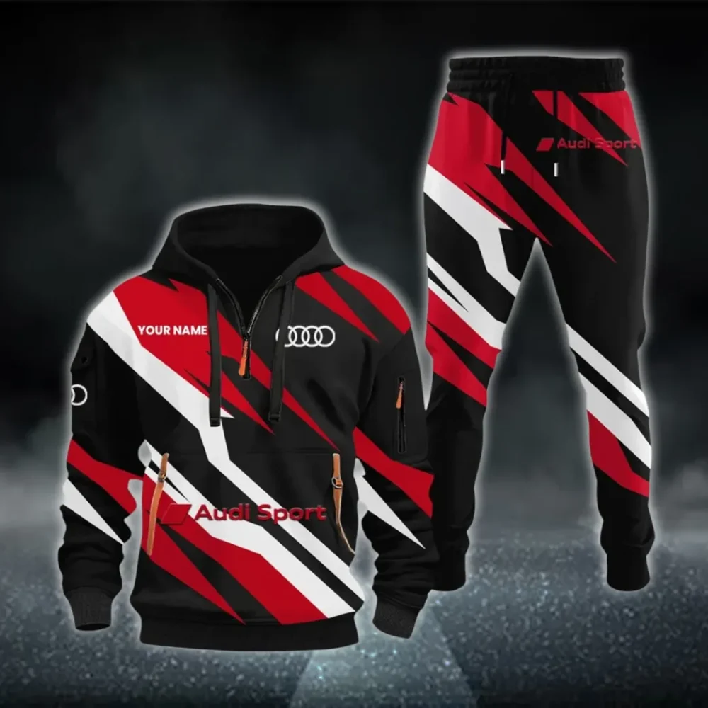 Garage Spirit Hoodie Half Zip x Sweatpants Set, Custom Motorcycle Hoodie Set CAR514100925137
