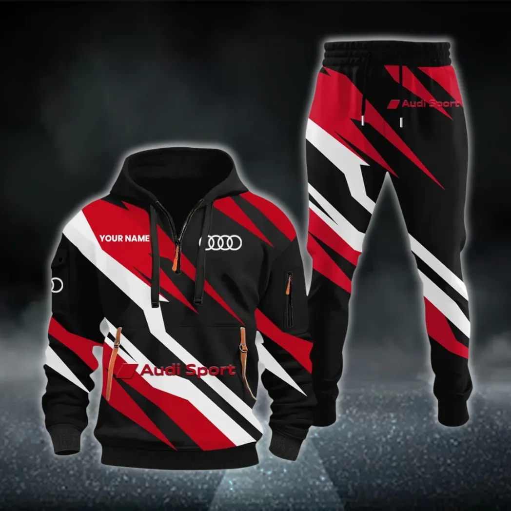 Garage Spirit Hoodie Half Zip x Sweatpants Set, Custom Motorcycle Hoodie Set CAR514100925137