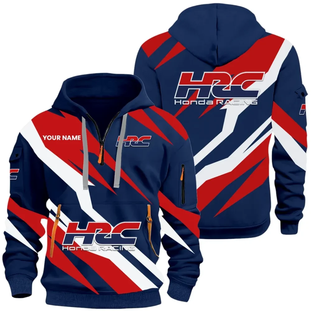 Racing Car Hoodie Half Zip 3D Print, Sporty Urban Look Hoodie CAR514100925138 - Image 2