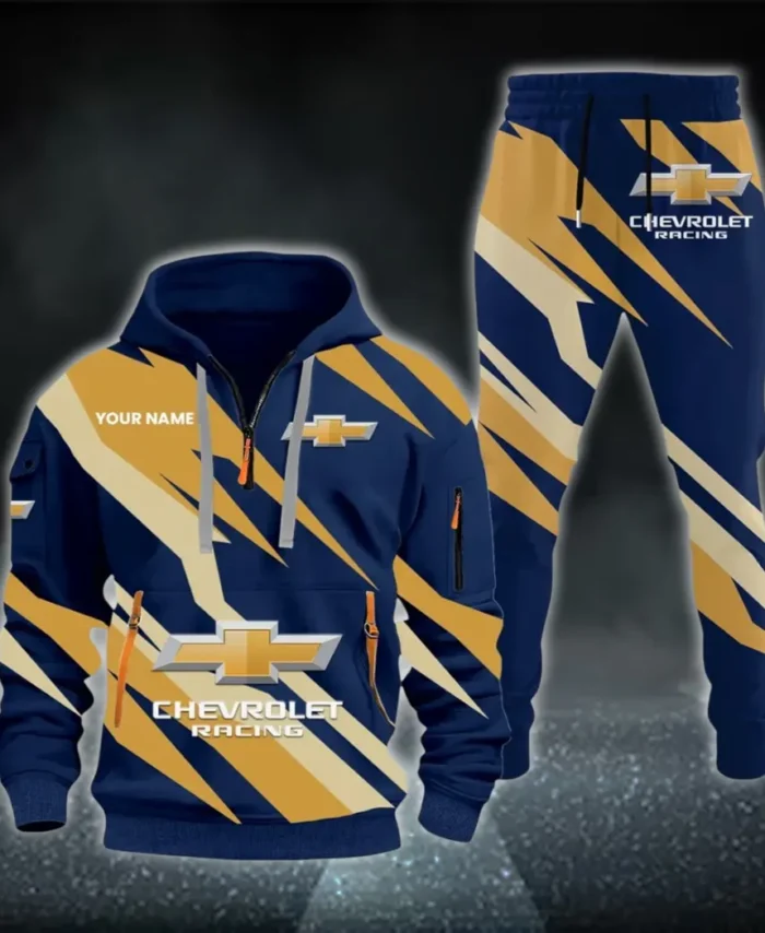 Classic Roadster Hoodie Half Zip x Sweatpants Set, 3D Car Culture Hoodie Set CAR514100925141