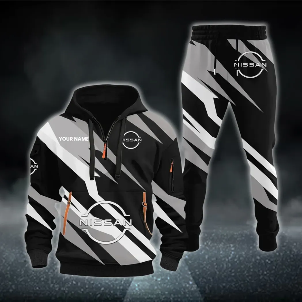 Electric Vehicle Hoodie Half Zip x Sweatpants Set, Bold Automotive 3D Hoodie Set CAR514100925147