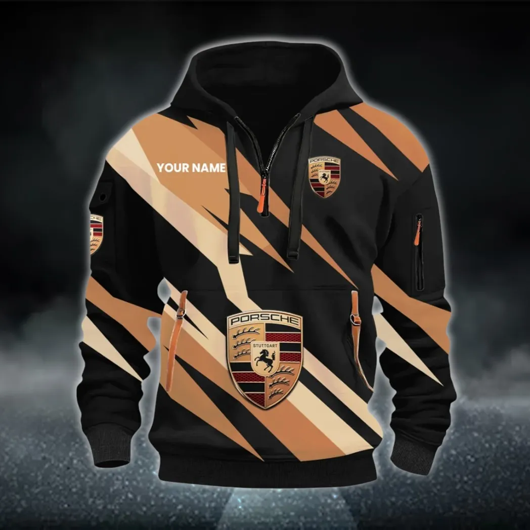 High-Speed Roadster Hoodie Half Zip 3D Print, Sporty Urban Comfort Hoodie CAR514100925151