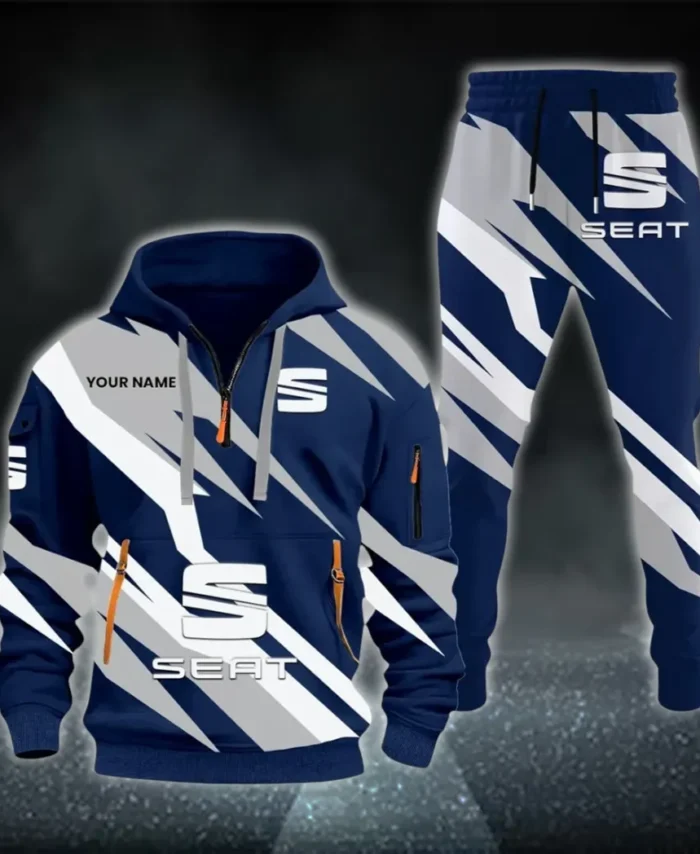 Affordable Sedan Hoodie Half Zip x Sweatpants Set, Sporty Auto-Inspired Tracksuit CAR514100925152