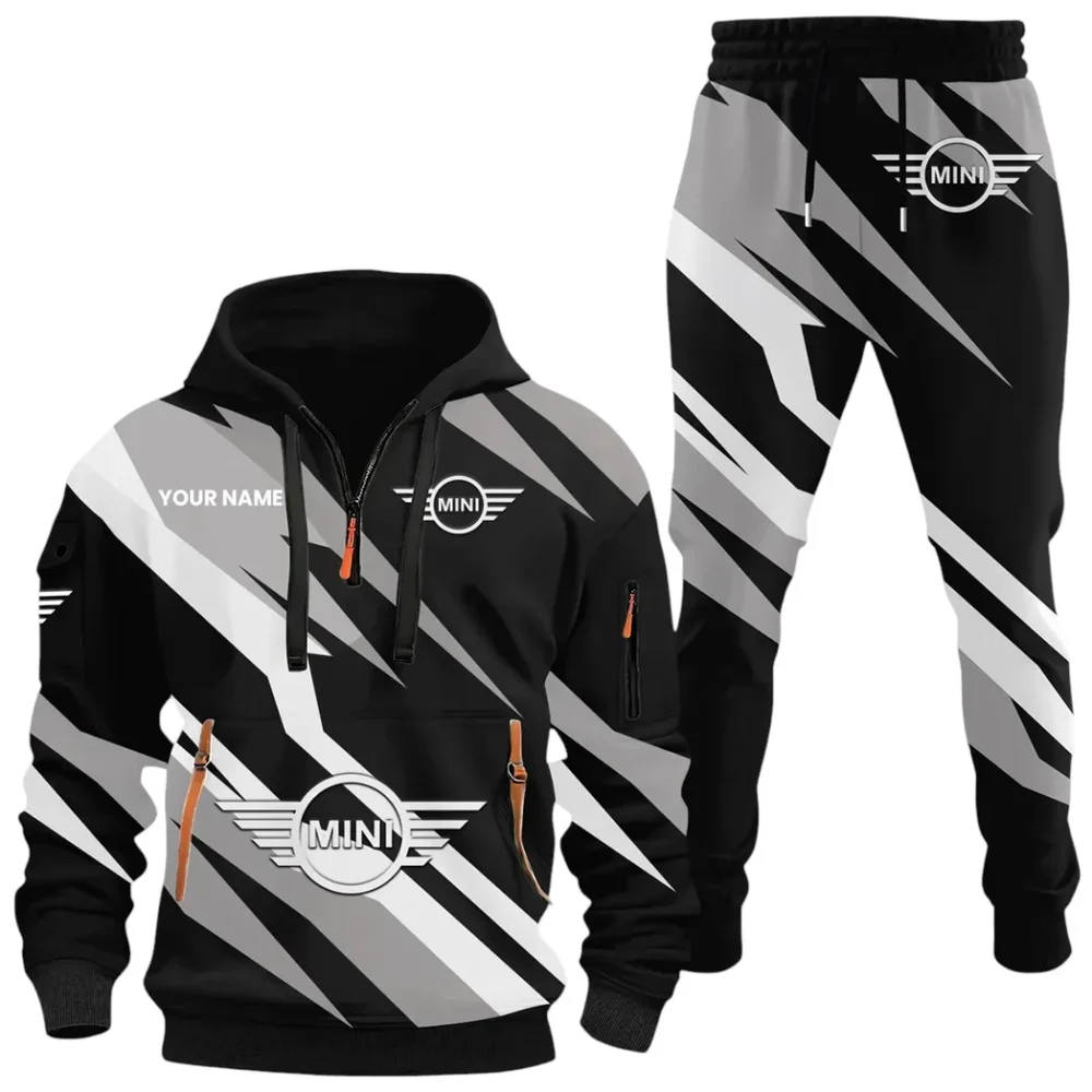 Chic Commuter Hoodie Half Zip x Sweatpants Set, Automotive Streetwear Hoodie Set CAR514100925154 - Image 2