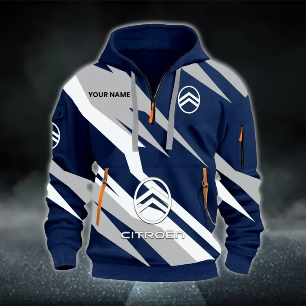 Efficient Vehicle Hoodie Half Zip 3D Print, Sporty Everyday Wear Hoodie CAR514100925157