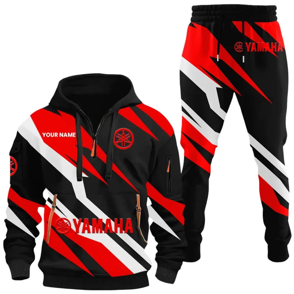 Dual-Sport Bike Hoodie Half Zip x Sweatpants Set, Bold Automotive 3D Hoodie Set CAR514100925158 - Image 2