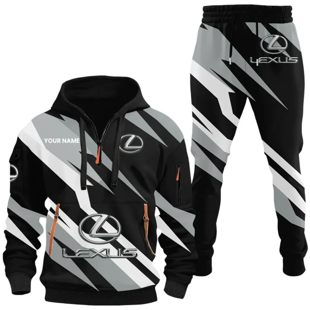 Premium Crossover Hoodie Half Zip x Sweatpants Set, All-Season Car Enthusiast Tracksuit CAR514100925159 - Image 2