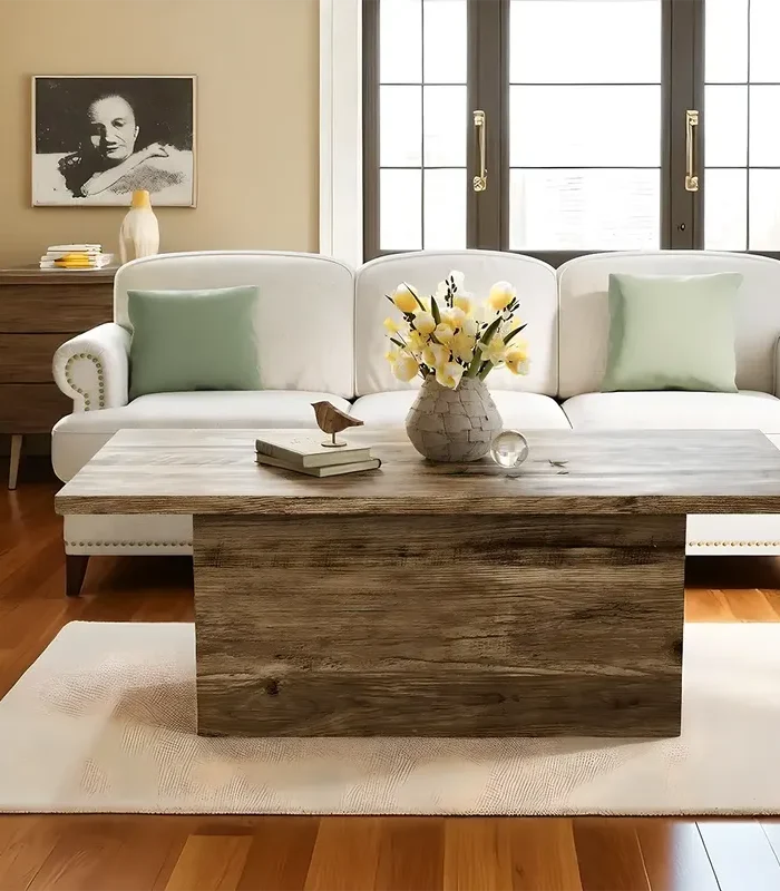 Minimalist Solid Wood Coffee Table Refined Unique Profile